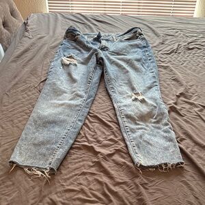 Old Navy Light Blue Women's Straight Leg Distressed Jeans